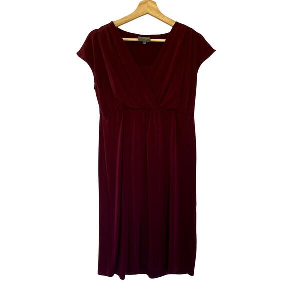 Milk nursingwear burgundy dress women's size M short sleeved midi maternity - Picture 1 of 7
